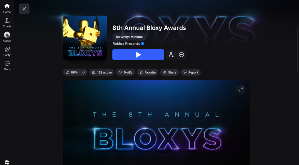 imagen de juego donde puedes conseguir objetos gratis roblox bloxy awards