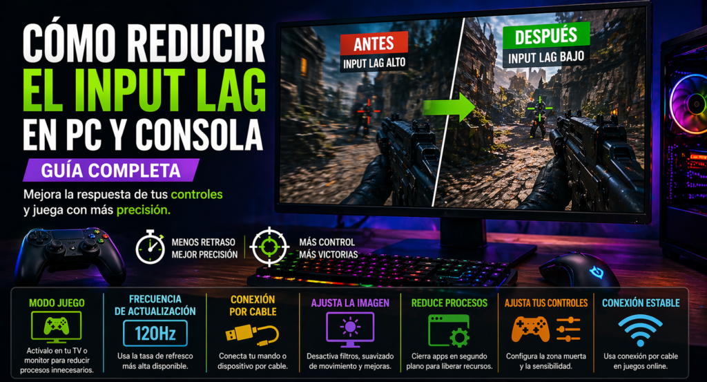 imagen ilustrativa cómo reducir el input lag en PC y consola