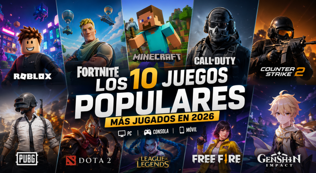 Los 10 juegos populares más jugados en 2026 con jugadores en PC, consola y móvil